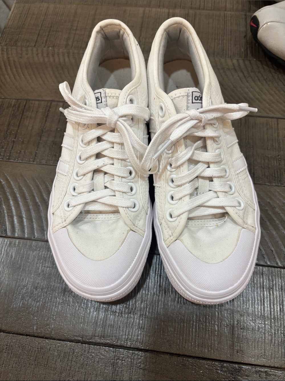 NOT AVAILABLE adidas White Platform Low-Top Sneakers